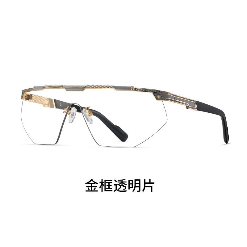 New one-piece metal fashion sunglasses, European and American style, cool and trendy, hip-hop inspired, lightweight, and perfect for street style