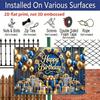 2D Flat, 1pc "Happy Birthday" Blue & Gold Plaque - Luxury Birthday Decor Sign with Balloons & Gifts, Navy Blue & Gold - Aluminium Wall Hanging