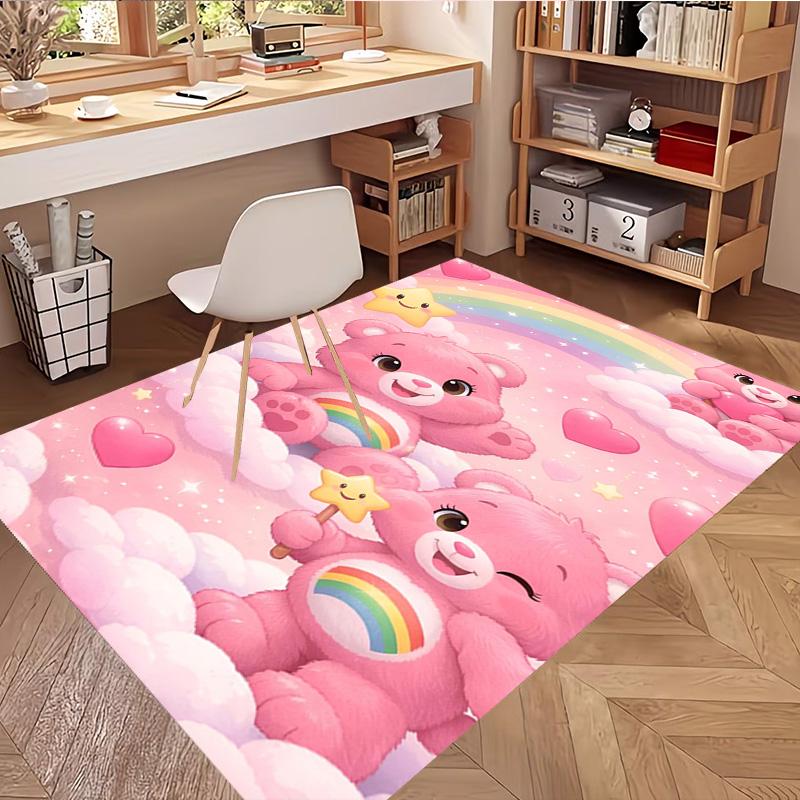 Care Bears Print Rug, Washable Floor Carpet, For Entryway Dorm Laundry Room Office Study, Home Decor Birthday Christmas Gift