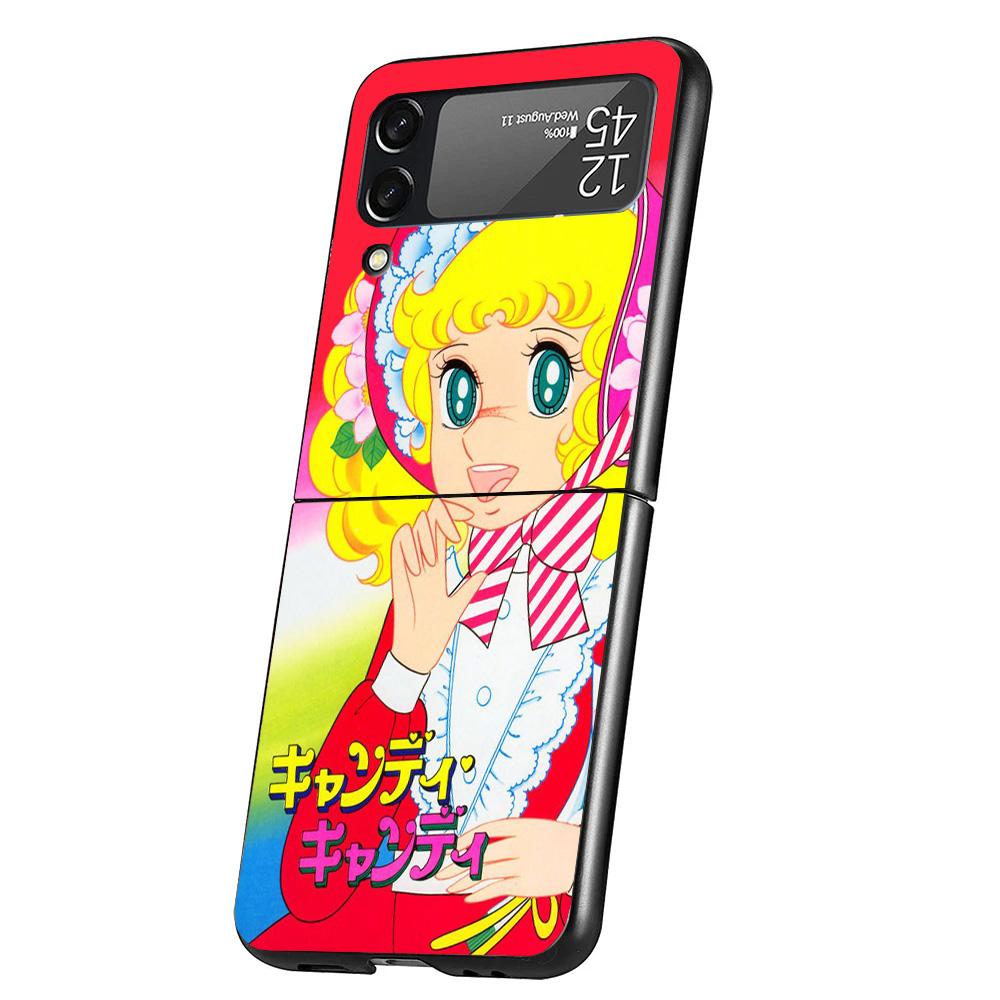 Anime Candy Cover Phone Case For Samsung Galaxy Z Flip 7 6 5 4 3 5G Flip7 Flip6 Flip5 Flip4 Flip3 Black Fundas Shell Galaxy Z Fl