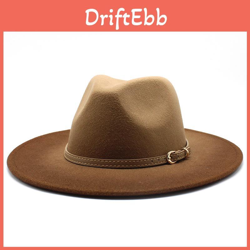 Cappello da Sole Classico Britannico da Donna in Feltro di Lana con Ampia Falda per la Moda Estiva