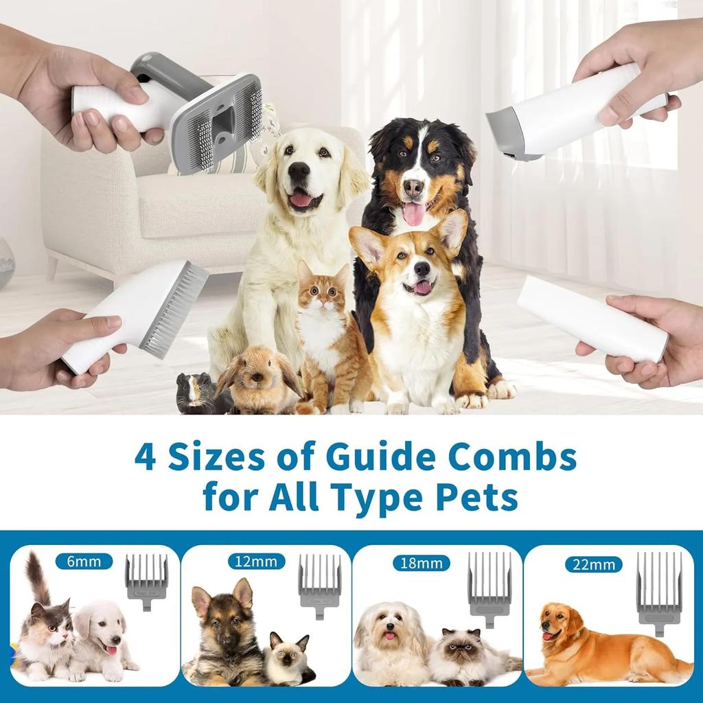 Dog Grooming Kit Vacuum 99% Hair with Cleaning Tool in 1 with Dust Cup 4 Combs Hair Vacuum for Dogs Cats Low Noise Home Clean