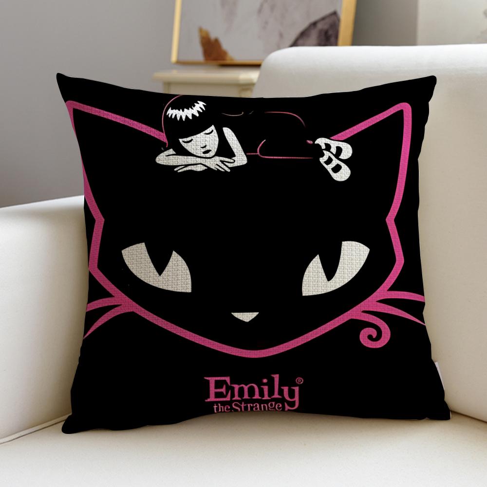 Emily the Cool StrangS Cushion Cover Breathable and skinfriendly linen pillowcase square removable and washable cushion