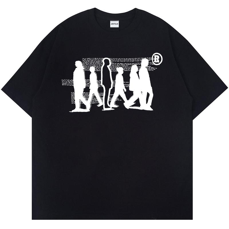 Harajuku Mens Clothing Streetwear Graphic Shadow Print TShirt Hip Hop Cotton Tee Summer Fashion Loose Short Sleeve Tshirt Goth