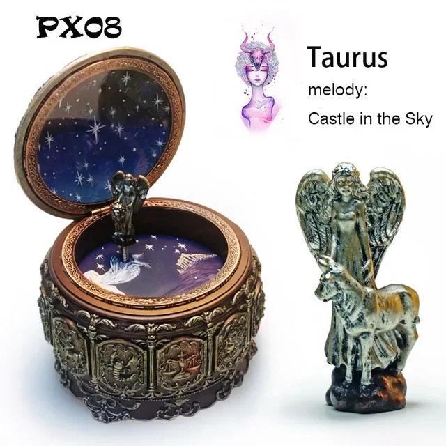 Rotating Vintage Music Box With Constellations Goddess Mechanism Musical Box Signs Of The Zodiac Gift for Birthday Christmas