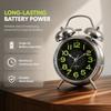4 Inch Dial Twin Bell Alarm Clock Silver Battery Operated Alarm Clock  For Bedside Use