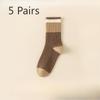 5 Pairs of Female Spring and Autumn Cotton Thin Style Sweat Absorbent Boneless Tube Stack Socks