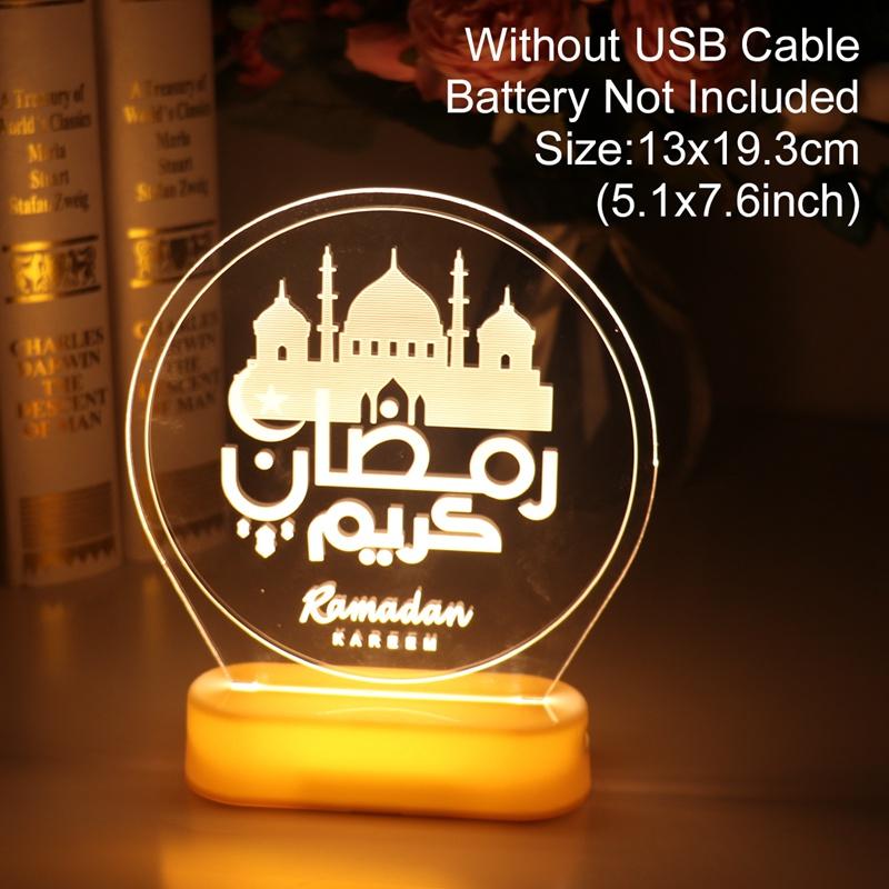 Round Moon Light Eid Mubarak Decor Islam Ramadan Decoration Eid Gifts Islamic Muslim Party Decor Ramadan Eid Adha Decor for Home
