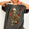 Dark Botanical Skeleton Shirt Comfort Colors® Gothic Cottagecore Tee Floral Skull Tshirt Dark Academia Boho Grunge Flower Boquet Skeleton