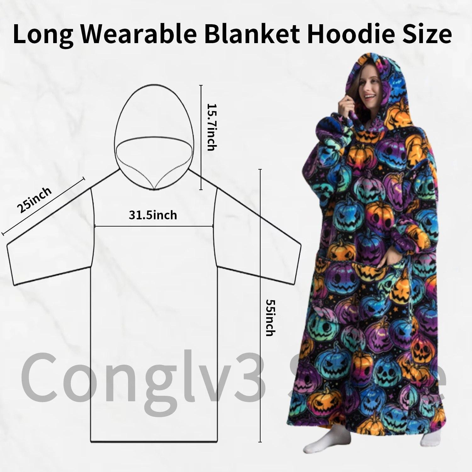 

2024 Супер длинное одеяло с капюшоном Фланелевое одеяло с рукавами Зимние вечерние толстовки Толстовка Пуловер Гигантское ТВ-одеяло Негабаритное одеяло с капюшоном Халат Clothes Length 140CM