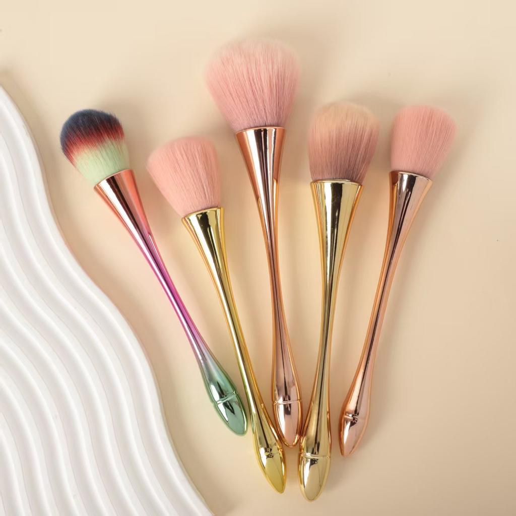 Small Waist Loose Powder Brush Nail Dust Brush Contour Blush Brush Mushroom Head Makeup Brush Beauty Tool Electroplated Handle