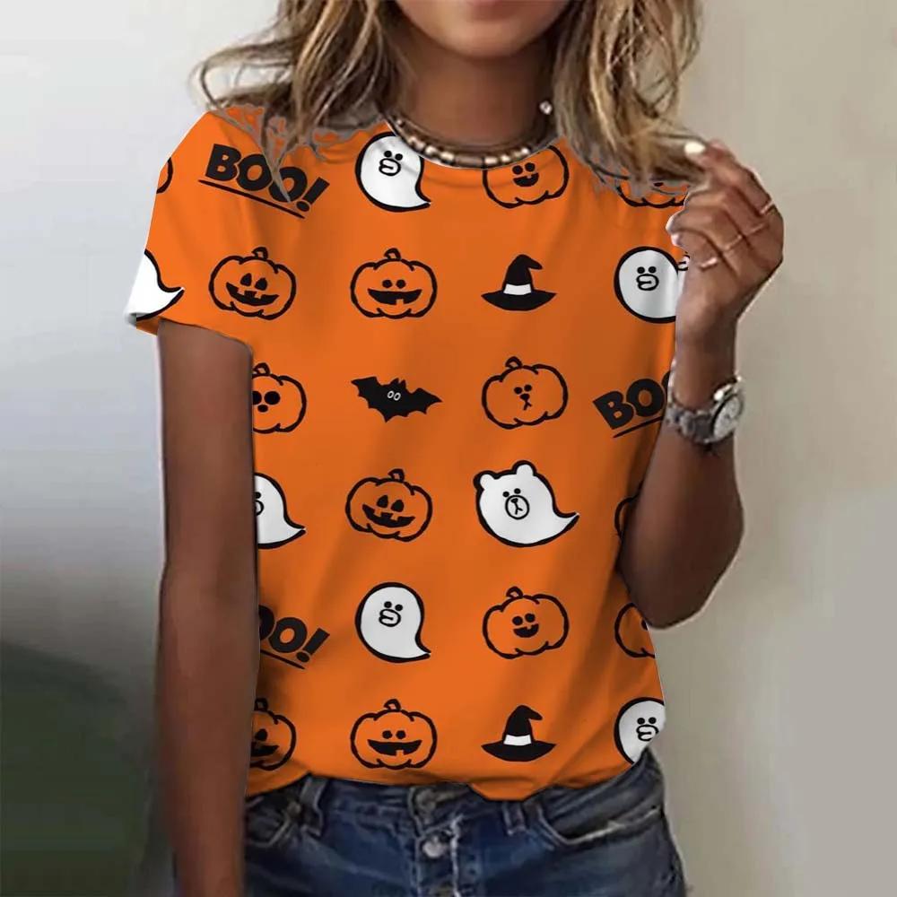Women's T-shirt Cute Pumpkin Head 3D Printed Oversized T-shirt Summer New Fashion Women's Y2k Women's Top T-shirt