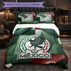 Mexico Footbal Pattern 3 Pieces Bedding Set Soft Microfiber Duvet Cover with Pillow Cases for Bedroom