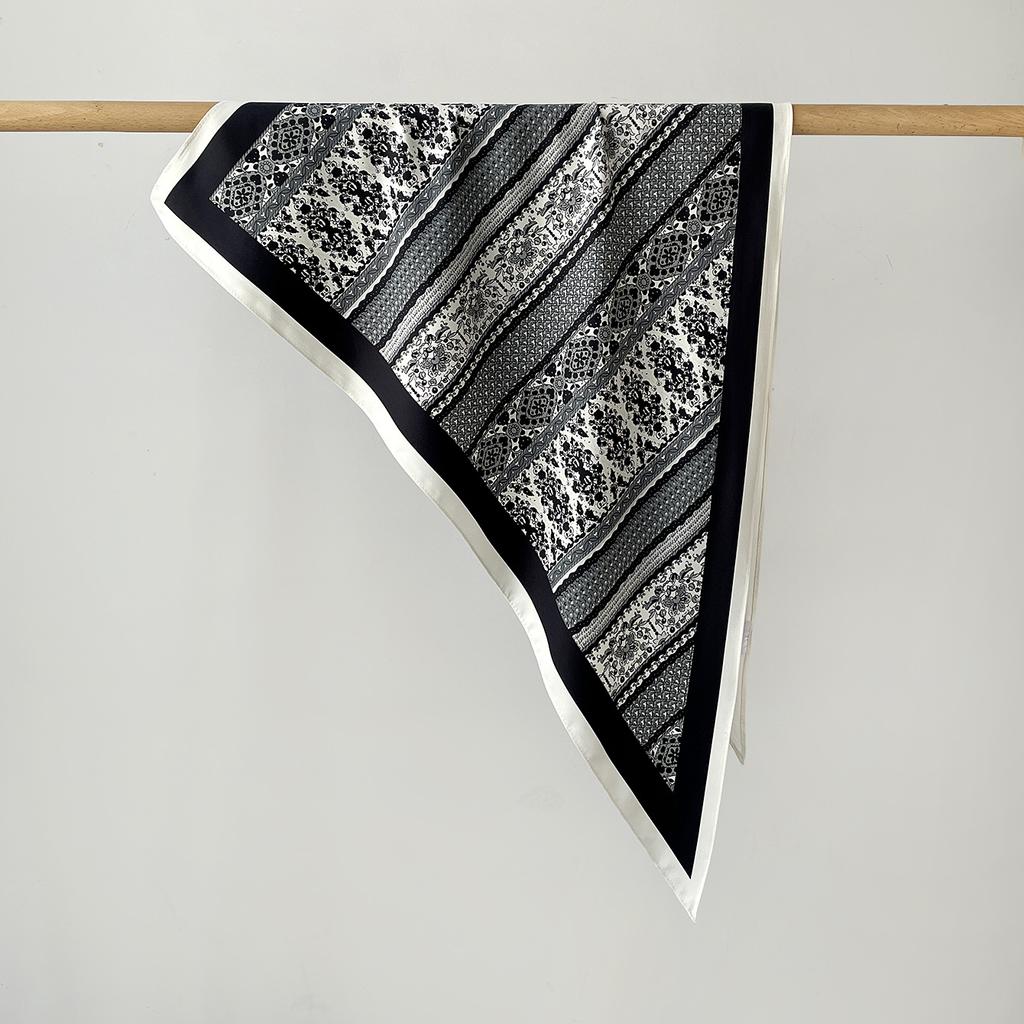 Twill Light Luxury High Sense Simulation Silk Headscarf Waist Triangle Scarf Silk Scarf Multi-Function