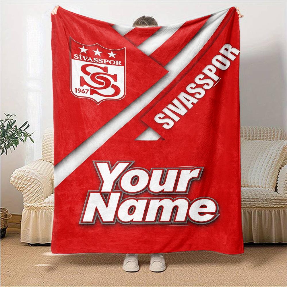 Name Custom Sivasspor Print Flannel Blanket High Quality Warm Comfortable Cover for All Seasons Perfect for Gifts Home Decor
