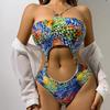 Leopard Print Hollow-Out One-Piece Swimsuit DY014