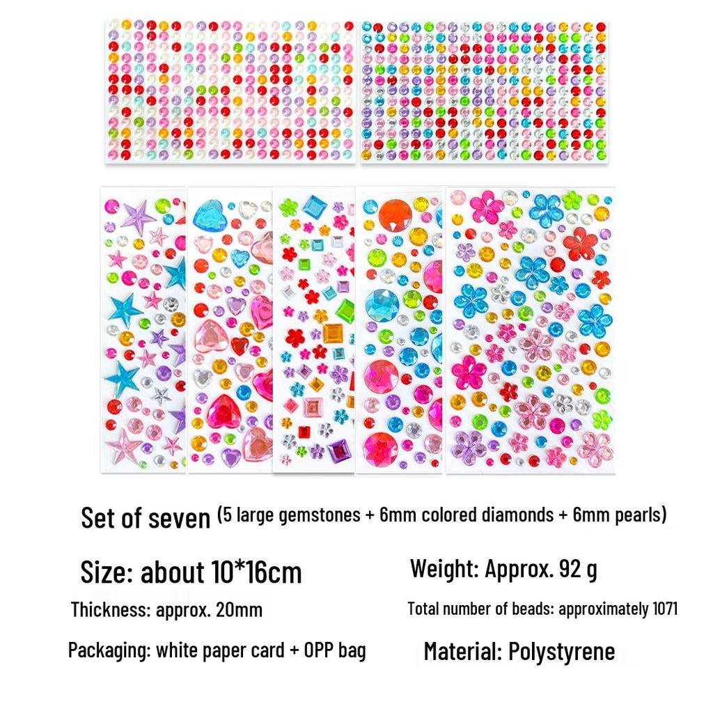 Gem Stickers: Kids' 3D Acrylic Crystal DIY Rhinestone Decorations, Colorful Cross-Border Designs for Girls