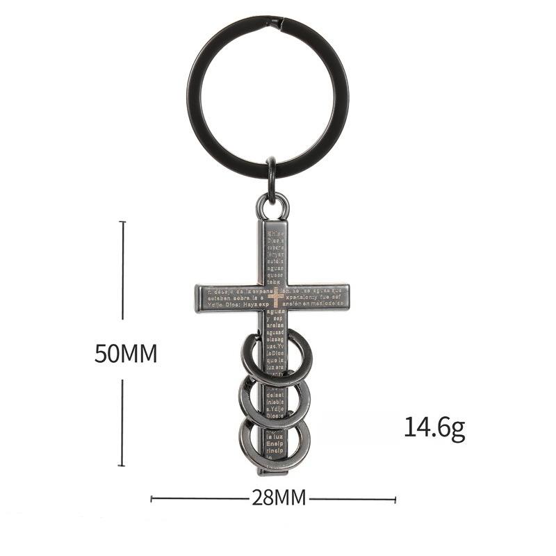 Guardian Cross Keychain Three Ring Laser Design Hip Hop Fashion Style Practical Personality Bag Charm