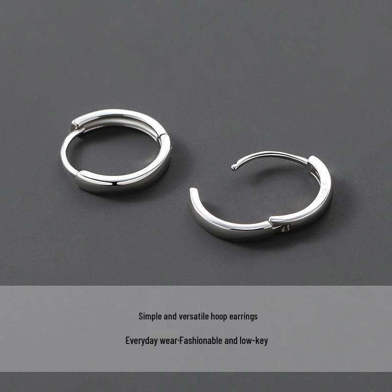 Men's Trendy 925 Plain Hoop Ear Clips & Stud Earrings