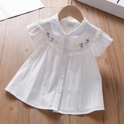 Mädchenbluse Besticktes Baumwollhemd Lässiges Oberteil für Kinder im Alter von 2-6 Jahren Kinder Sommerkleidung