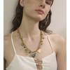 Yhpup 2025 Exquisite Stainless Steel Ceramic Beads Heart Love Drop Necklace High Quality Golden Charm Jewelry Recommend