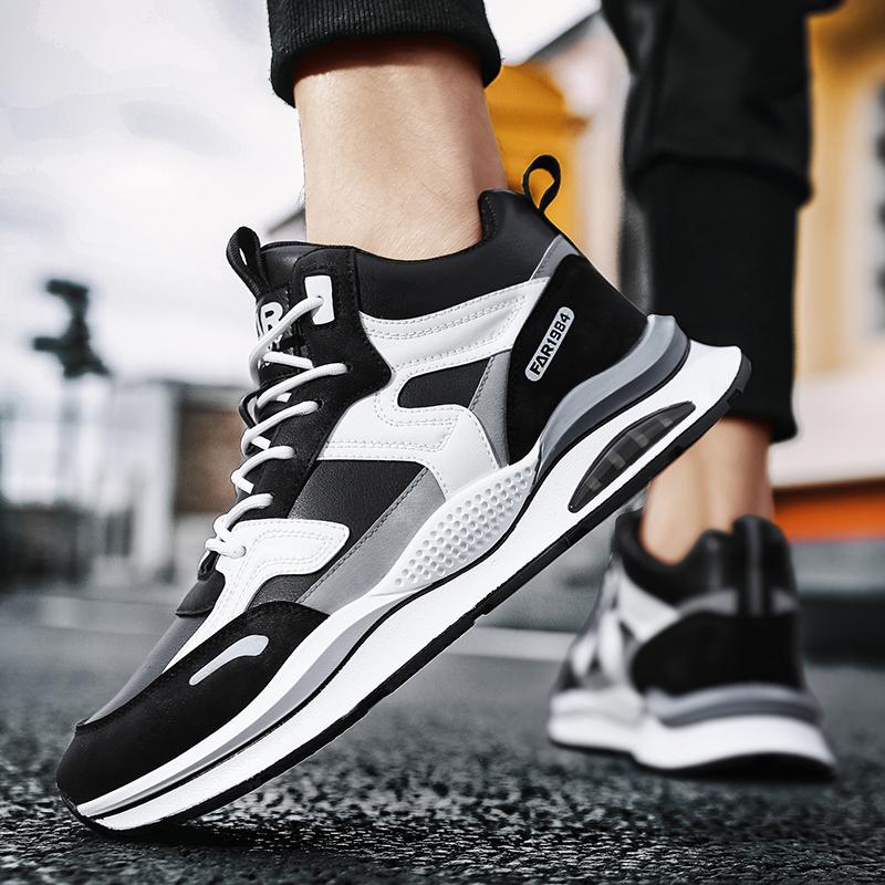 Fashion Casual Sneaker High-top Male Sneakers Shoes for Men Skateboard Thick Sole Height Increasing Sports Leisure Wear-resistant