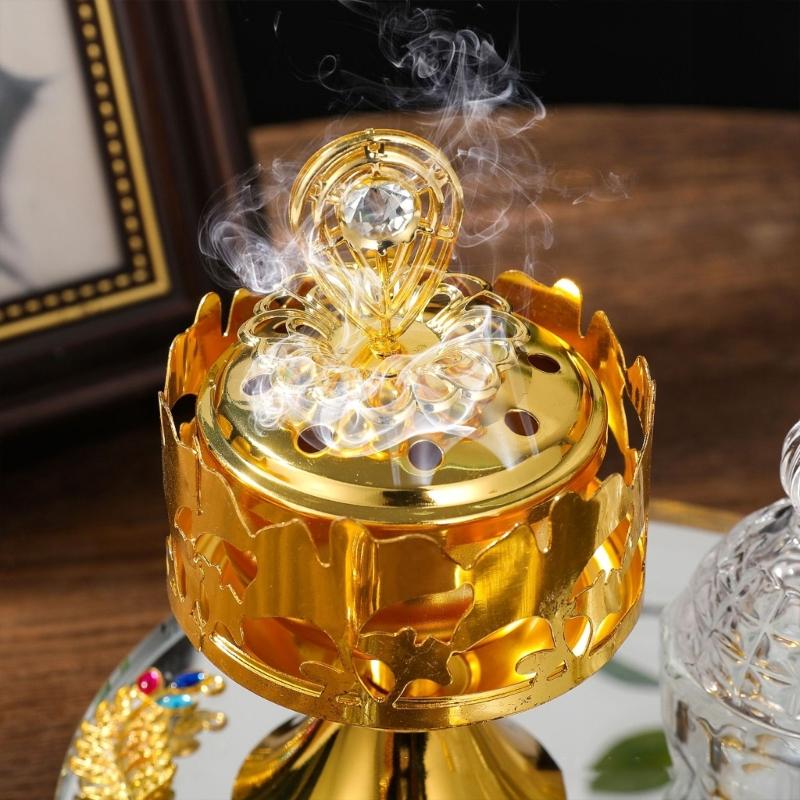 Ensemble Porte-Encens Brûleurs Style Arabe Coupe-Vent avec Pot pour Espace de Méditation Diffuseur Parfums d'Ambiance Accessoires
