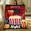 1pc Night Popcorn Print Portable Blanket, Lightweight Throw for Sofa Bed Travel Camping Livingroom Office, Digital Print, Soft Warm