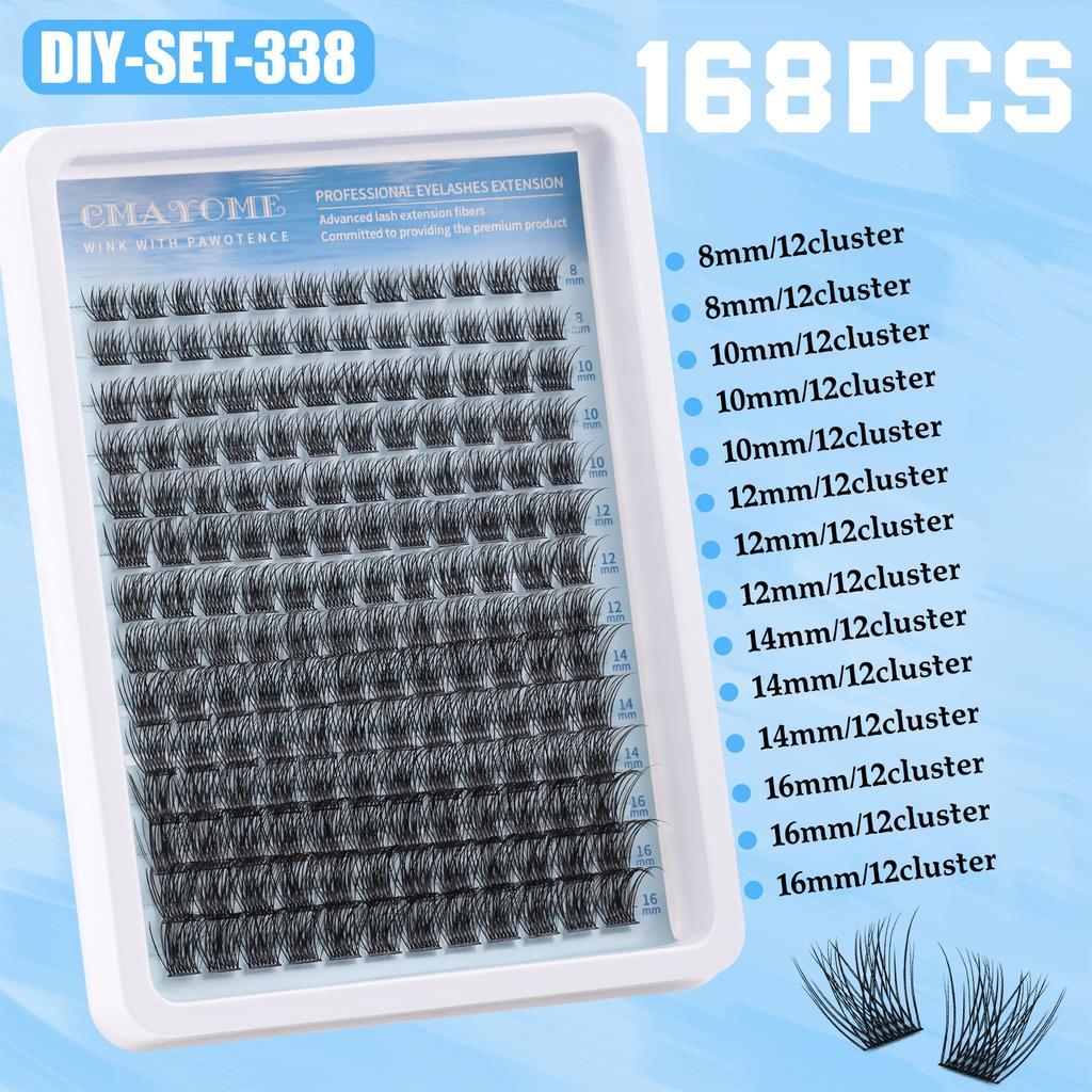 Single Cluster C Curved Multi-Hair False Eyelash Set 8-18Mmdiy Segmented Grafting Thick Eyelashes