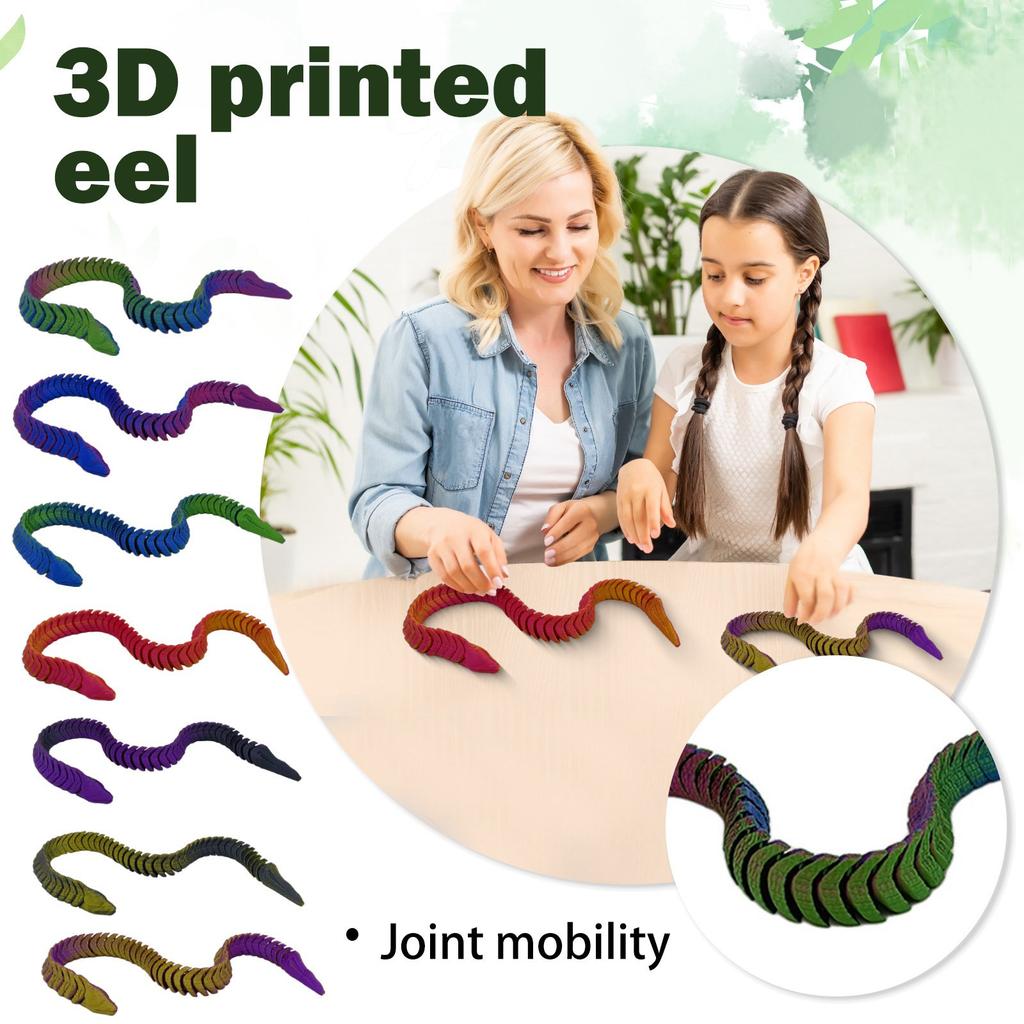 3D Printed Animal Eel, 3D Printed Eel Toy, 3D Printed Animal Eel Pet Activity Joint, Home Executive Desk Decoration, Gift For Friends
