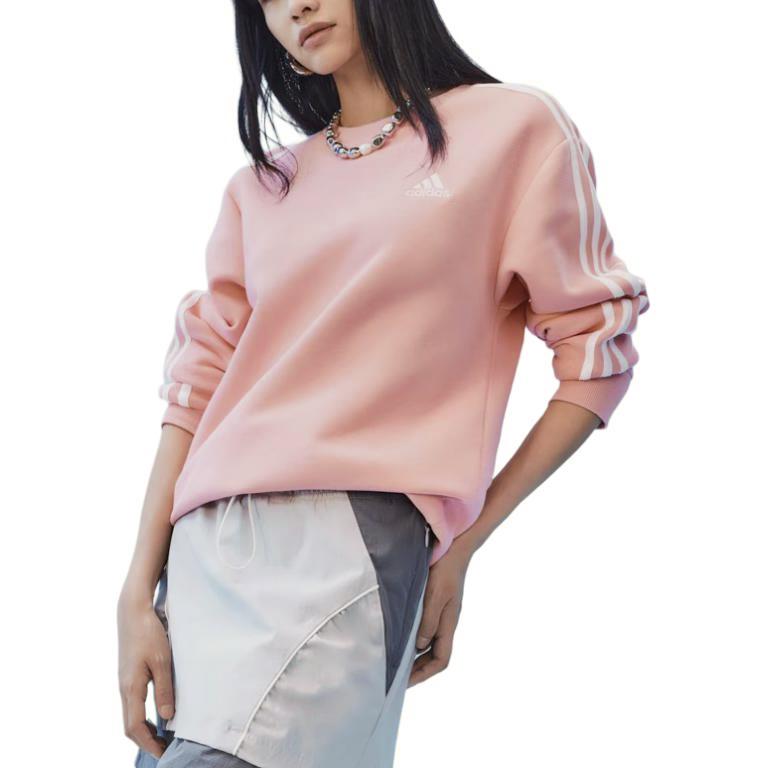 adidas Essentials 3-Streifen Fleece Rundhals-Sweatshirt Damen Rosa IY1703