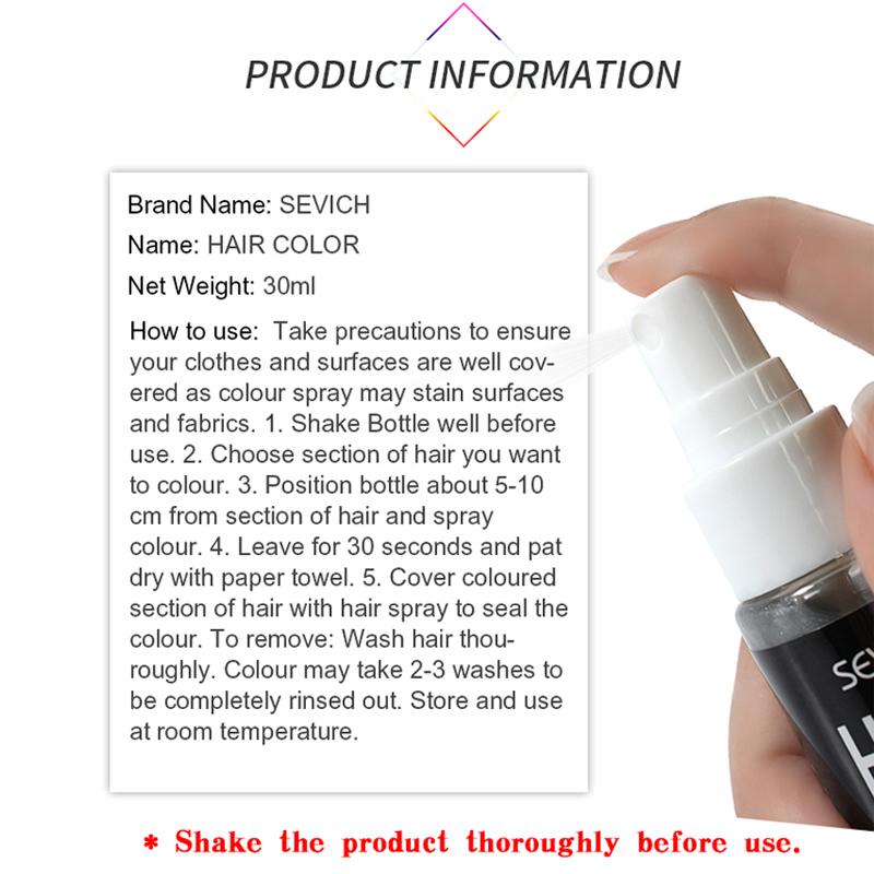 SEVICH 3Bottle/Set Hair Color Spray Instant Hair Color Hair Styling Product 30ml Temporary Hair Dye Color Fashion Beauty Makeup