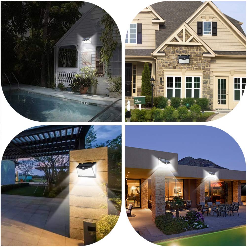 [208 LED] ZEEFO Sensor Light, Solar Light, Outdoor Lighting, Motion Sensor, 3 Lighting Modes, 4-Sided Illumination, Waterproof, Security Light,
