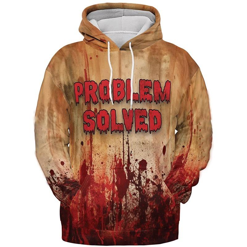 Vår- och höstmode Herrhoodie Blodig 3D-tryck Sweatshirt Hoodie Street Casual Pojk-sweatshirt Hip Hop Herr Oversized Topp Kläder