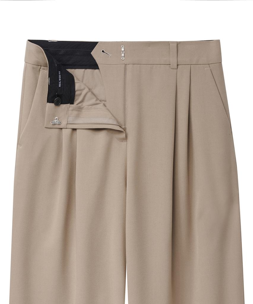 MUSINSA STANDARD WOMAN Women'S Real Wide Belted Slacks [Beige]