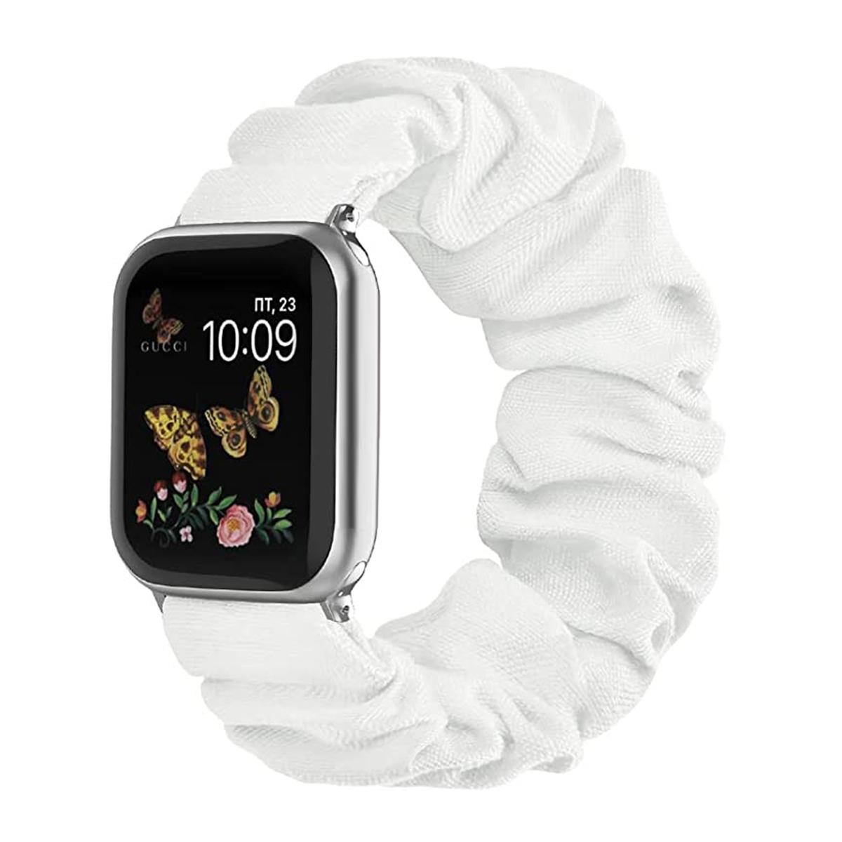 

Scrunchie Strap for Apple Watch Band 44mm 40mm 42mm 41mm 38mm 45mm 49mm Ultra Nylon Solo Loop Bracelet iWatch Women 8 7 6 5 4 SE 38mm 40mm 41mm белый