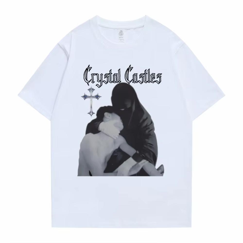 Crystal Castles Graphic Print T Shirts Men Women Gothic Rock Oversized Tshirts Short Sleeve Male Hip Hop Casual Vintage Tshirts