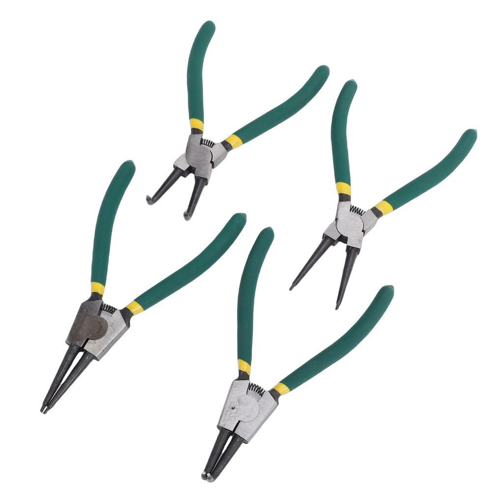 4PCS 7 Inch Internal External Snap Ring Pliers Set with Straight Bent Jaw for Removal and Installation of Automotive