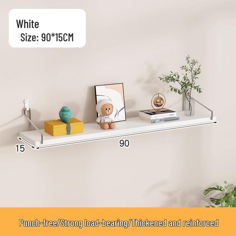 Punch-Free Floating Wall Shelf - Living Room Wall-Mounted Bookcase & Storage Rack