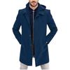 European Men's 2024 Wool Coat - Faux Two-Piece Jacket & Hooded Sweatshirt Combo