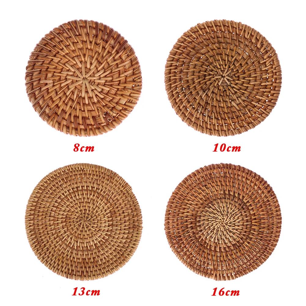 Placemats Kitchen Handmade Cup Mats Table Padding Bowl Pad Rattan Coasters