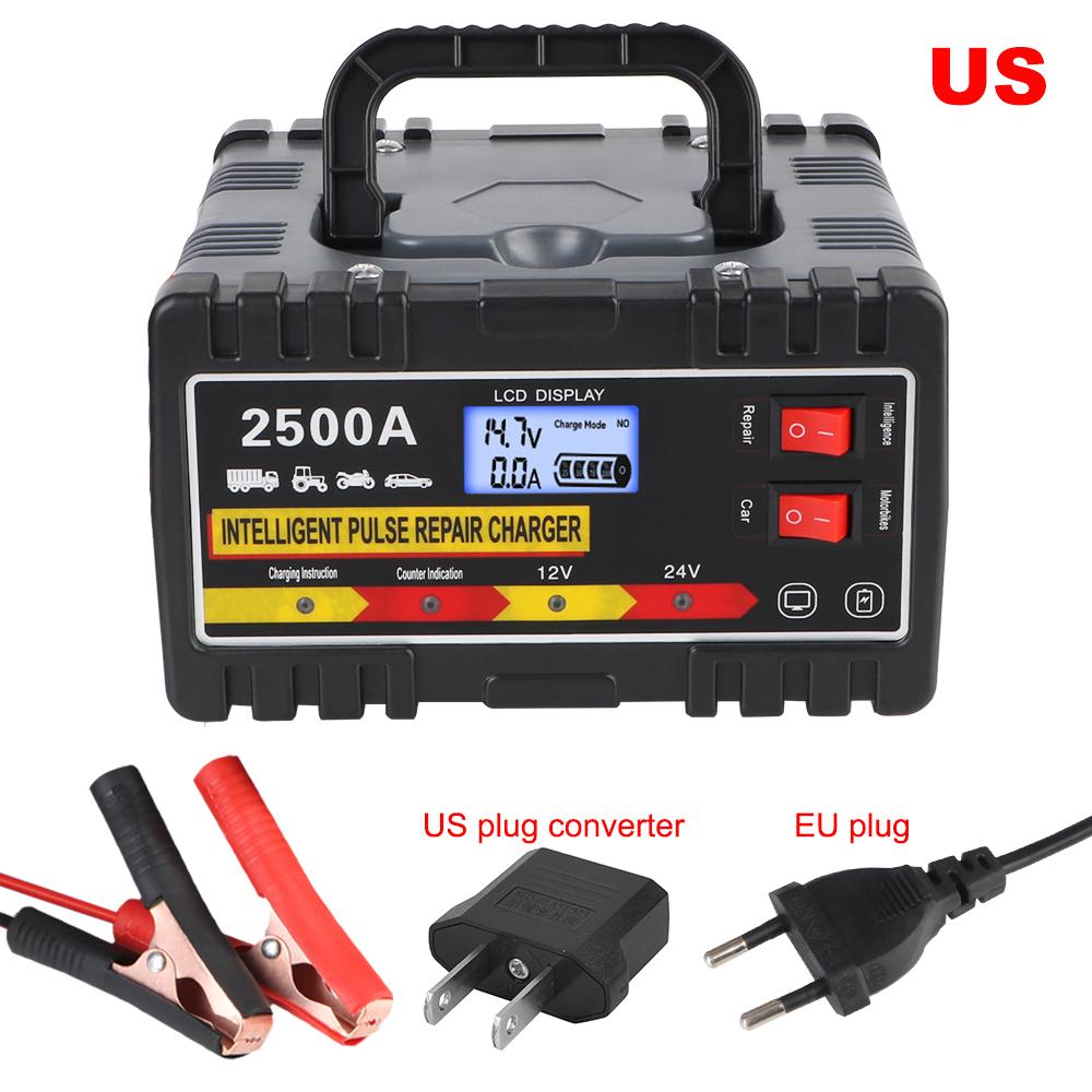 6A/24V 8A/12V Car Battey Chargers Intelligent Pulse Repair Lead-acid Battery Chargers For RV Motorcycle Digital LCD Display 220W