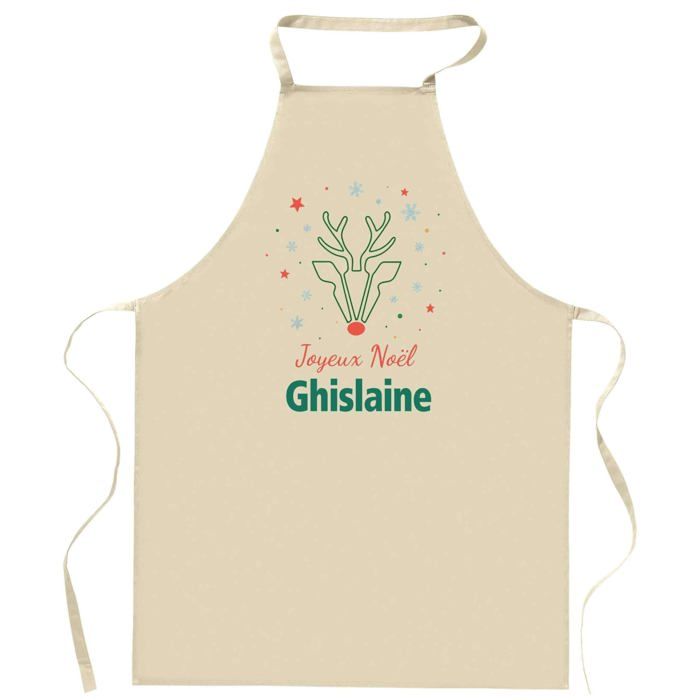 Tablier de cuisine - Ghislaine Cerf - Motif Joyeux Noël - Coton épais résistant - Imprimé en Bretagne