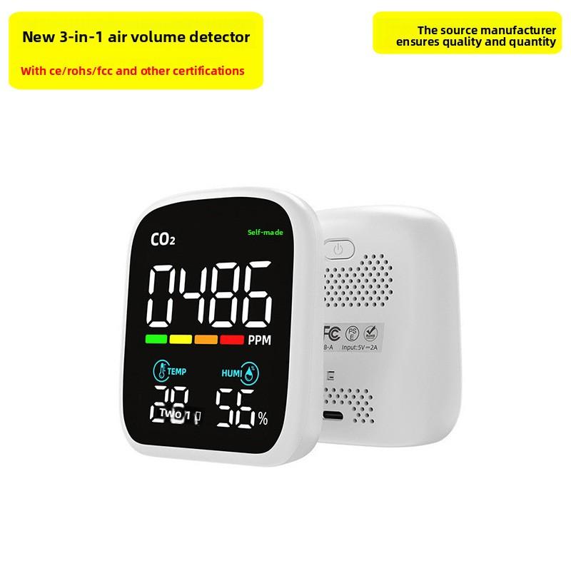 

New Carbon Dioxide Detector Multiple Certification Quality Detectorsco2Temperature and Humidity Detector білий
