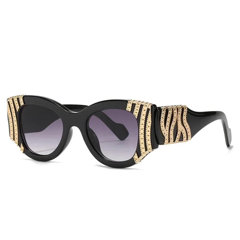 Gorgeous High-quality Sun Glasses with Latest Personality Alloy Decorations for Vintage Catwalk Trend Stylish Ladies