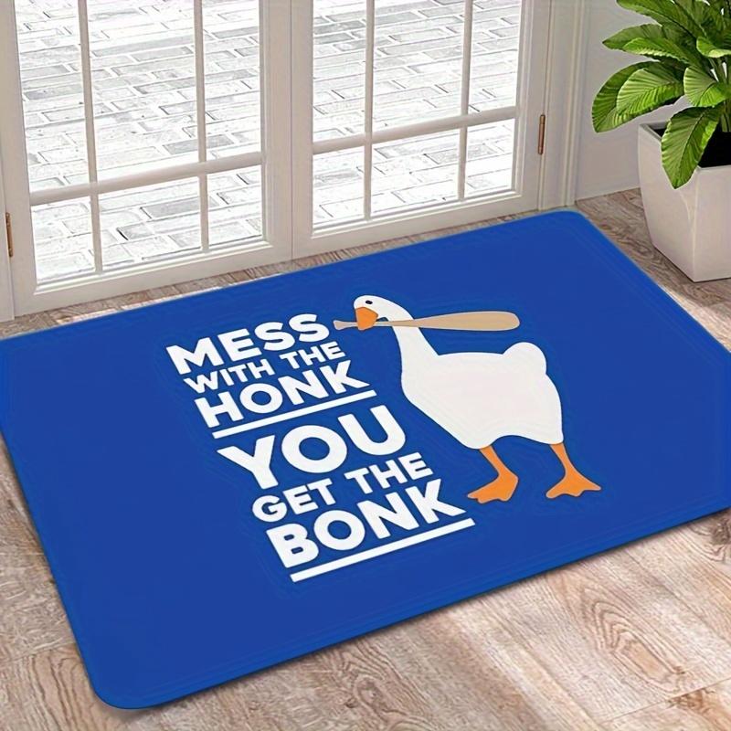 Goose Game Style Non-Slip Polyester Doormat - "Mess with The Honk" Bath and Living Room Rug, Indoor/Outdoor Entryway Mat