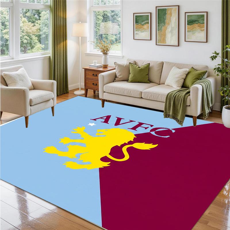 Aston Villa Futbol Tasarımlı Kristal Kadife Halı Yatak Odası Girişi İçin Yumuşak Dekoratif Mat