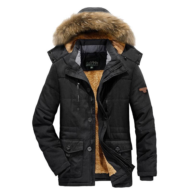 Herbst- und Winterkleidung Mittelange und Lange Baumwollgepolsterte Kleidung Herren Samt Verdickt Übergröße Mittelalterliche und Ältere Warme Baumwollgepolsterte