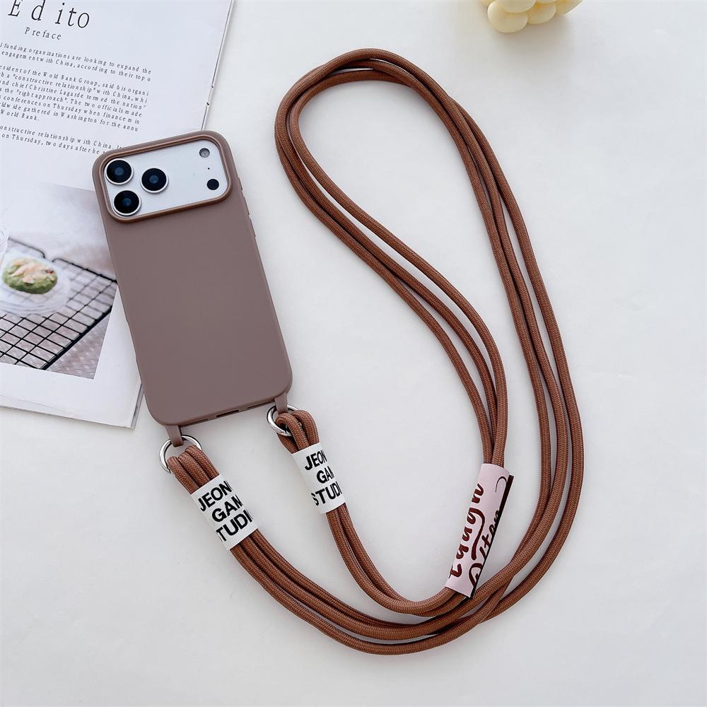 Silicone Phone Case for IPhone 17 Air 16E 15 14 Plus 13 12 11 Pro 17 Pro Max with Candy Color Crossbody Necklace Strap Lanyard
