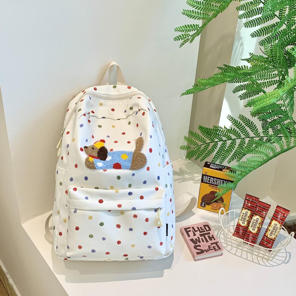 Casual Dog Backpack High Value Cute College Student Backpack Female Simple Versatile Junior High School Student Schoolbag